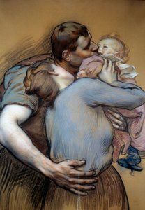 De familie. Tekening door Victor Prove (1856-1943) door Victor Emile Prouve