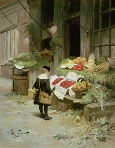 Kleine jongen op de markt