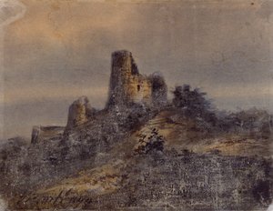 Uitzicht op de ruïnes van het kasteel van Arques la Bataille