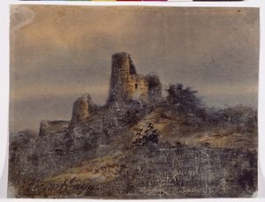 Uitzicht op de ruïnes van het kasteel van Arques la Bataille door Victor Hugo