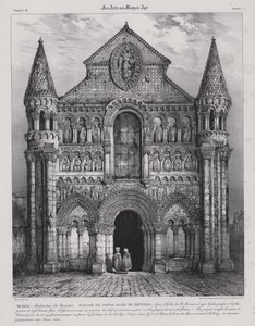 Romaans gevel van de Kerk van Notre Dame la Grande, Poitiers, Frankrijk