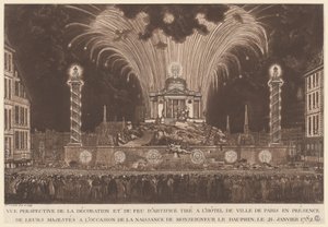 De Decoratie en het Vuurwerk... de Geboorte van Monseigneur de Dauphin door Victor Jean Nicolle
