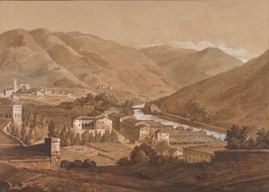 Stad in een Alpenvallei