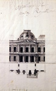 Ontwerp voor een gevel voor een koninklijk huis