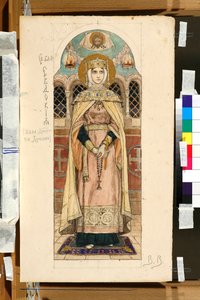 Portret van Eudoxie Dimitrievna van Soezdal (overleden circa 1407) (studie voor een fresco van de St. Vladimir