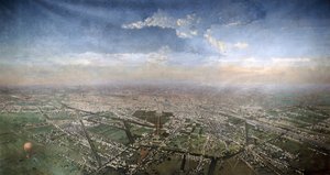 Algemeen uitzicht op Parijs vanuit een heteluchtballon, 1855