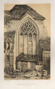 Pittoreske Architectuur of Monumenten van de 15e en 16e Eeuw: Kastelen van Frankrijk uit de 15e en 16e Eeuw: Pl.17, Ruïne van St. Jean-Le-Bas (Aisne) door Victor Petit