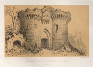 ...Pl.6, Oude Poort van het Kasteel van Malmort Correze, 1860