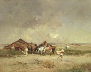 Arabisch kampement, 1872 door Victor Pierre Huguet