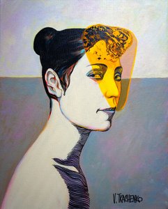 Abstract: Profiel van een gele vrouw door Victor Tkachenko