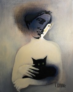 De raadselachtige zwarte kat door Victor Tkachenko