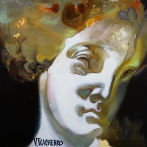 Surrealistische gouden buste