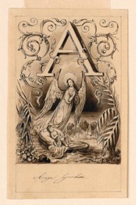 Ontwerp voor de letter A van een primer: Beschermengel door Victor Vincent Adam