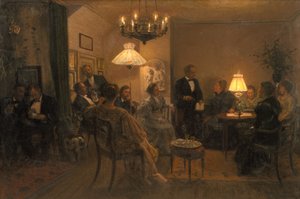 Een avondfeest in het huis van de kunstenaar