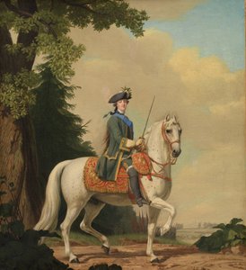 Catharina II van Rusland in Life Guard-uniform op het paard 