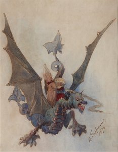 Chernomor en Lyudmila. Kostuumontwerp voor de opera Ruslan en Lyudmila door M. Glinka door Viktor Alexandrovich Hartmann
