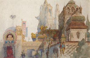 Toneelontwerp voor de opera Ruslan en Lyudmila door M. Glinka door Viktor Alexandrovich Hartmann