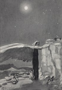 Illustratie bij het gedicht De Demon van Mikhail Lermontov, 1913-1914 door Viktor Dmitrievich Zamiraylo