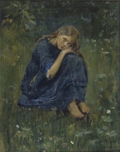 Alyonushka Studie, 1881 door Viktor Mikhaylovich Vasnetsov