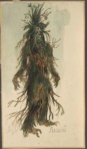Leshy. Kostuumontwerp voor de opera Sneeuwmeisje door N. Rimsky-Korsakov