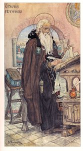 Heilige Nestor de Kroniekschrijver, 1919 door Viktor Mikhaylovich Vasnetsov