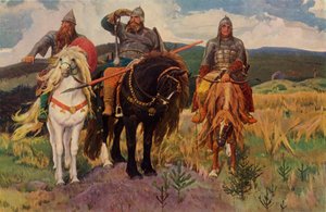 De krijgers door Viktor Mikhaylovich Vasnetsov