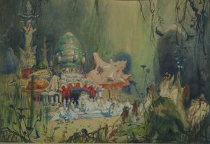 Onderwater koninkrijk. Decorontwerp voor de opera Rusalka door A. Dargomyzhsky, 1884