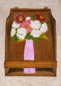 Bloemen op een houten plank door Viktoriia Saunina