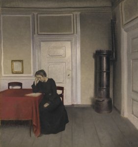 Een kamer in het huis van de kunstenaar in Strandgade, Kopenhagen, met de vrouw van de kunstenaar