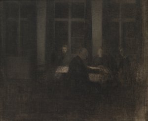 Avond in de Salon door Vilhelm Hammershøi
