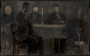 Vijf portretten. Studie voor schilderij in Thielska Galleriet, Stockholm door Vilhelm Hammershøi