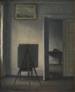 Interieur met de ezel van de kunstenaar