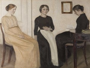 Drie jonge vrouwen door Vilhelm Hammershøi