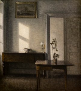 Interieur met een bloemenpot, Bredgade 25 door Vilhelm Hammershoi
