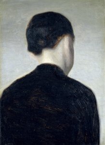Zittend figuur, gezien van achteren (Anna Hammershoi) (1884) door Vilhelm Hammershoi