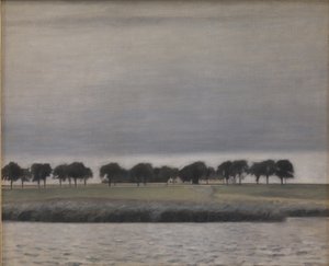 Studie voor Zon regen, Gentofte Meer door Vilhelm Hammershoi