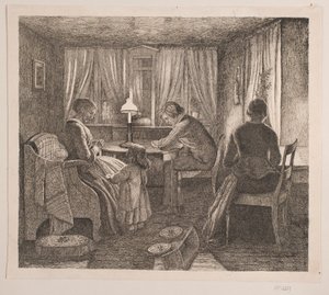 Interieur met de familie van de kunstenaar door Vilhelm Kyhn