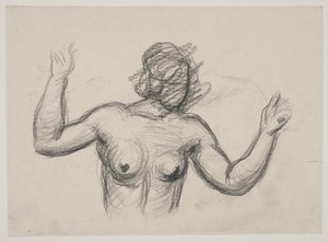 Vrouwelijke figuur, halve figuur, die de armen opheft door Vilhelm Lundstrøm