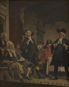 Holberg woont een repetitie bij van Erasmus Montanus door Vilhelm Rosenstand