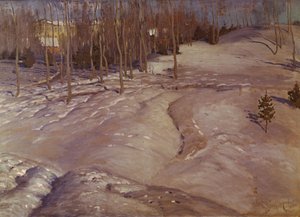 Winterlandschap. Maartavond, ca. 1900 door Vilhelms Purvitis