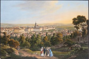 Praagse Kasteeldistrict Hradcany, ca. 1830 door Vincenc Morstadt