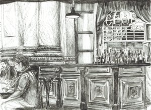 Café bij de Royal Exchange, Manchester, 2011 door Vincent Alexander Booth