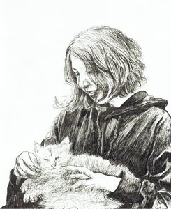 Meisje en kat, 2022 door Vincent Alexander Booth