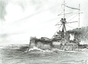 HMS Dreadnought op zee, 2017 door Vincent Alexander Booth