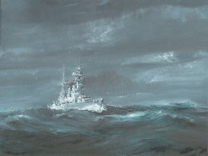 HMS Hood bij de kust van Schotland jaren 1920, 2019 door Vincent Alexander Booth