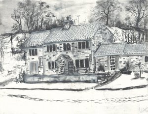 Osmotherley gebouwen in wintersneeuw door Vincent Alexander Booth