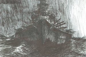 Tirpitz in zwaar weer 1942, 2004 door Vincent Alexander Booth
