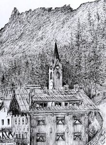 Uitzicht vanaf balkon in Dont Italië, 2019 door Vincent Alexander Booth