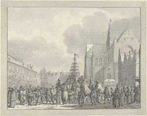 Aankomst van Fransen op de Grote Markt te Haarlem, 1795 door Vincent Jansz. van der Vinne