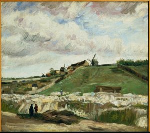 Uitzicht op Montmartre met steengroeve en molens